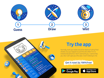 Print app blue colorful design draw promo vector website yellow