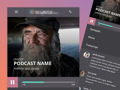 Podcast - Mobile audio player gradient mobile podcast site website
