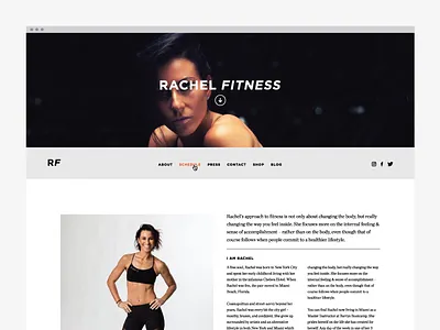 Rachel Fitness branding ecommerce fitness lifestyle shop ui ux web design website