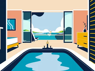 AMEX Gold | Hotel 2d amex animation colin hesterly gold illustration not to scale pitch