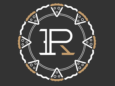 3rd variation of the R-P monogram and Pizza/Wheel custom typography letterforms logo monogram pizza