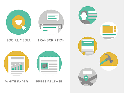 Misc. Icons hammer location map nail press release profile social media transcription user web browser web content white paper