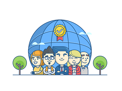 We Are The Best. designer developer employee header icon illustration line programmer recruitment walktrought