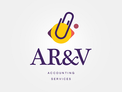 AR&V Logo Design accounting graphic identity logo logotype minimal modern purple serif services yellow