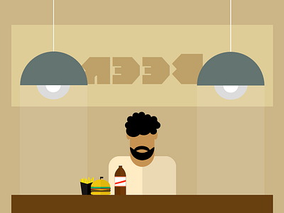 Burger & Beer alcohol bar beer burger burgerbar environment flat burger flat design food fries lamps restaurant