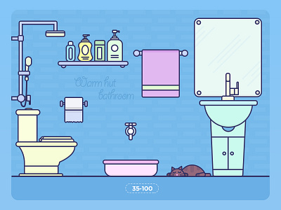 Warm hut - bathroom bathroom icon illustrations room