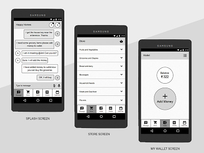 Chat App Wireframes app chat phone store wallet wireframe