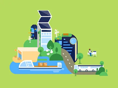 Good Futur city energy flat futur illustration scene vector