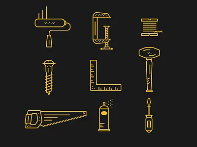 Minimal Tool/Hardware Illustrations hardware illustration line art tools working