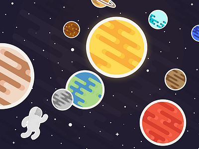 Space astronaut dribbble earth flat galaxy graphic illustration mars moon planet space spaceman