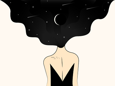 Space Hair art design girl gradient hair illustration space