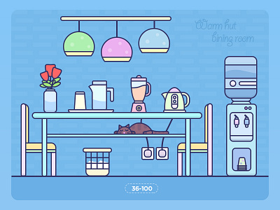 Warm hut - diningroom diningroom icon illustrations room