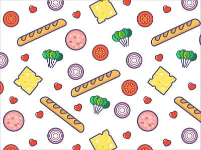 Fresh Sandwich Pattern background cooking flat food icon love pattern sandwich simple texture tomato vector