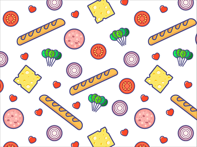 Fresh Sandwich Pattern background cooking flat food icon love pattern sandwich simple texture tomato vector
