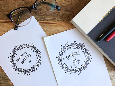 Holiday Sketches christmas holiday illustration lettering pen sketch typography wreath xmas