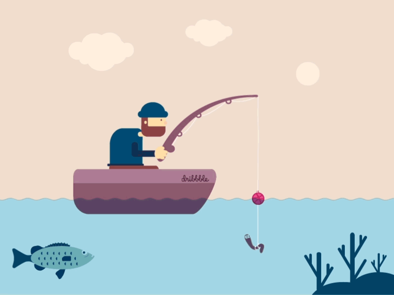 Debut animation debut debuts design dribbble first fishing flat hello shot