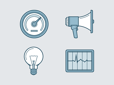 Heroicons announcement blue dashboard grey icon set icons idea light bulb monitor performance