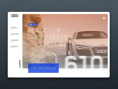 Audi R8 audi automotive car card design interface orange r8 sketch ux web website