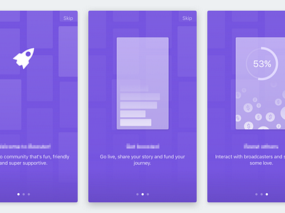 Onboarding app broadcast crowdfunding funding ios iphone live livestream onboarding rocket ui
