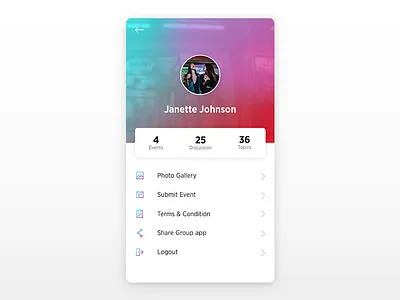 Menu app app design gradient icons menu settings ui
