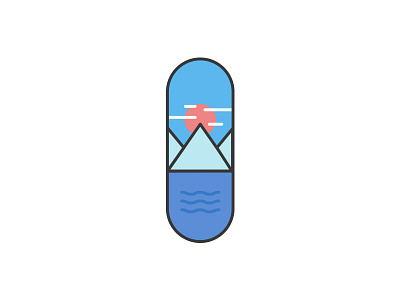 Mountain View board clouds elements line minimal mountains pill sea sun water