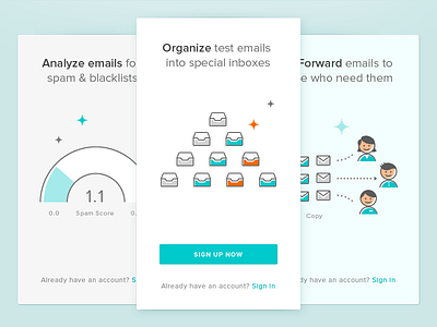 Mailtrap features icons for landing. app clean cute flat icon illustration minimal mobile simple vector