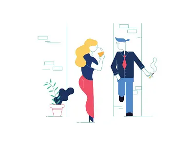 Office Break break character conversation icon illustration line office work