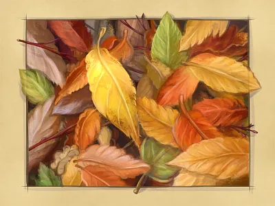 A Lonely Golden Leaf art design digital painting drawing golden hand drawn handmade icon illustration leaf orange painting