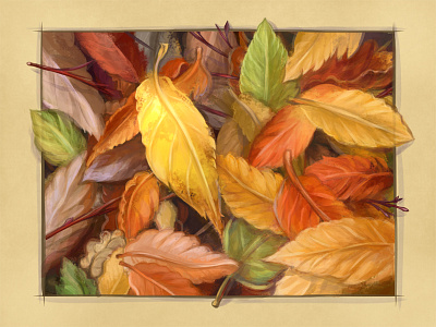 A Lonely Golden Leaf art design digital painting drawing golden hand drawn handmade icon illustration leaf orange painting