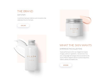 Homepage for Schon Cosmetics Company beige clean cosmetics minimal nude simple ui web white