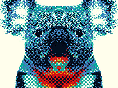 Koala - Colorful Animals animal art bear blue color colorful design illustration koala nature portrait wild