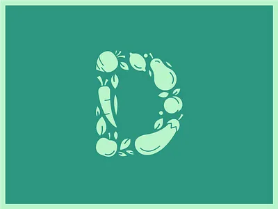 D-Letter diet eat food fresh fruit letter logo meal vegetable vegetarian