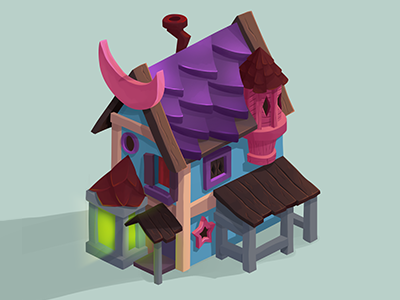 Stargazer House building game house illustration moon space star village