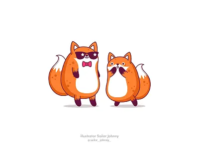 Foxy animals badges character design cute fox funny stickers vector