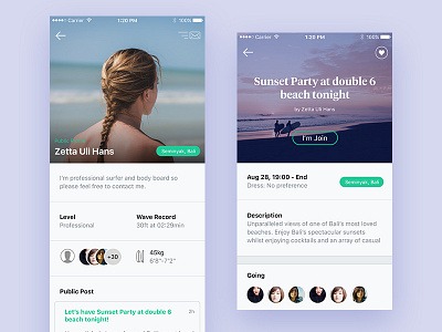 Surf Social Media App II app booking clean ios minimalist profile simple social surf typography ui ux