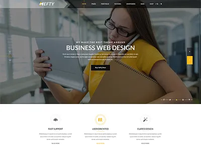 Banner Concept For Hefty Multipurpose WordPress Themes banner header hero area icon icon box slider ui ux web template wordpress