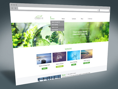 CleanR Web Page Design clean design green grey management minimal modern page waste web webdesign webpage