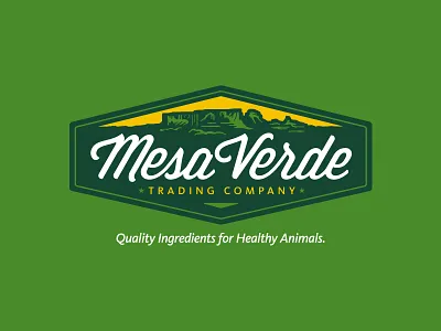 Mesa Verde Trading Company agriculture animals desert design food industry logo mountains processing