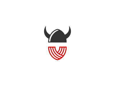 Eric The Red beard helmet icon logo minimal red viking