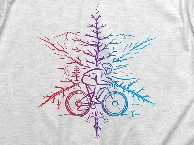 Through The Woods mountain bike snowflake split fountain t shirt