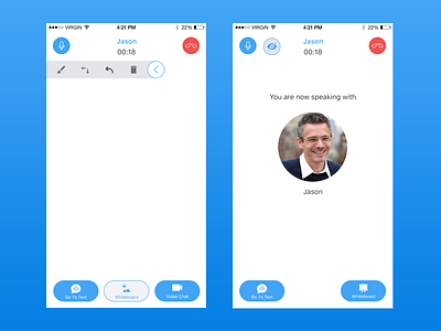 V Chat App app chat ios iphone simple ui call text message mobile ui uiux video video call whiteboard