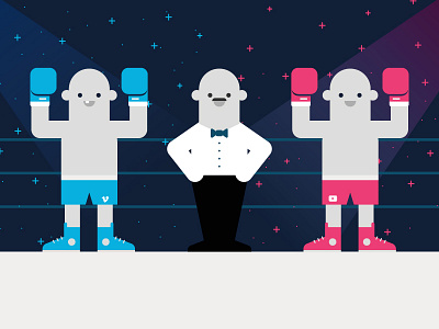 Iiiiit's TIIIIME! boxer boxing character illustration lights referee ring