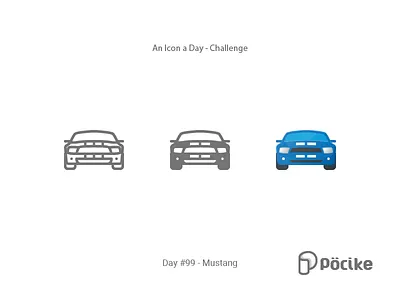 Icon Challenge Day 99 Mustang car clasic flat ford glyph icon line material mustang solid sport