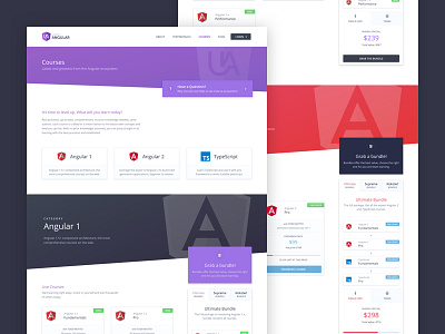 Ultimate Angular Courses courses design landing marketing page ui web website