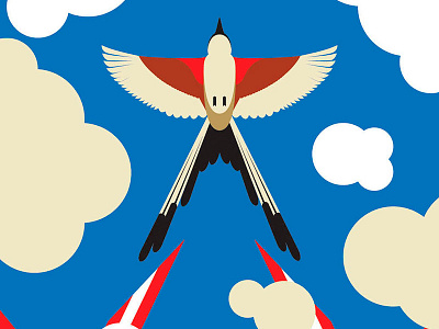 Scissor-tailed Flycatcher Illustration bird clouds flight illustration oklahoma scissor tailed flycatcher sky vector