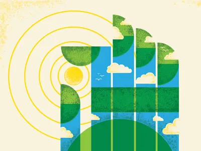 Different gig poster crop clouds geometric hand sun texture