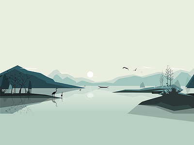 Lake flat illustration lake vector