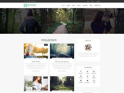 Blogging – Clean Personal Blog PSD Template blog blogger elegant fashion food instagram lifestyle music personal responsive simple slider