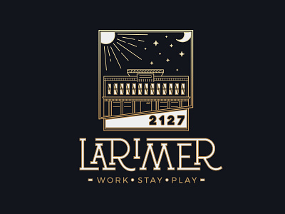 Larimer deck events hipster hotel line logo loft logo moon private rooftop stars sun