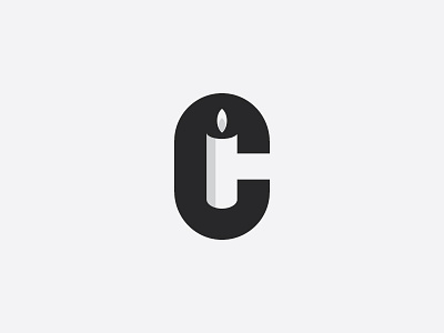 Candle negative space candle light logo fire flame letter mark logo type negative space